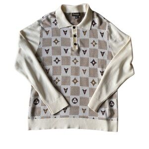 PRESTIGE Original Men’s Brown Cream 1/4 Button up Sweater Size XL